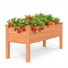 Image de CostwayJardinière Surélevée en Bois Carré Potager sur Pied avec 5 Trous de Drainage 120x43,5x51CM Orange