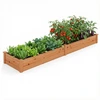 Image de CostwayCarré Potager de Jardin Rectangulaire en Bois de Sapin 240x60x25CM Jardinière Surélevée avec Base Ouverte pour Fruits Légume Orange