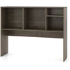 Image de CostwayÉtagère en Bois Bibliothèque de Bureau Etagère à Poser sur Le Bureau Etagère de Rangement de Comptoir avec 4 Compartiments Gris Vieilli