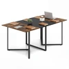 Image de CostwayTable de Conf ©rence Table de R ©union Rectangulaire pour 6-8 Personnes avec 2 Passe-C  bles Poste de Travail Industriel 180 x 100 x 76,5 cm