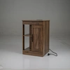 Image de CostwayTable de Chevet Style Ferme avec Station de Chargement Table de Nuit avec Étagère Réglable Armoire et Porte de Grange Chêne Rustique
