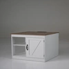 Image de CostwayTable de Chevet Style Ferme avec Station de Chargement Table de Nuit avec Étagère Réglable Armoire et Porte de Grange Blanc