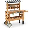 Image de CostwayChariot en Bois 2 en 1 pour Enfants & Banc à Outils Atelier de Jeu avec Outils Réalistes et Accessoires 2 Grandes Roues pour 3+ Ans Brun