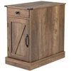 Image de CostwayBuffet de Rangement Table d'Appoint Style Fermier avec Station de Recharge Table de Chevet avec Armoire Tiroir Étagère Réglable Brun