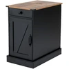 Image de CostwayBuffet de Rangement Table d'Appoint Style Fermier avec Station de Recharge Table de Chevet avec Armoire Tiroir Étagère Réglable Noir