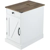 Image de CostwayBuffet de Rangement Table d'Appoint Style Fermier avec Station de Recharge Table de Chevet avec Armoire Tiroir Étagère Réglable Blanc