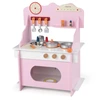 Image de CostwayCuisine en Bois pour Enfants Cuisine Jouet pour Tout-Petits avec Horloge Cuisinière Porte-Épices Robinet & Évier pour 3+ Ans Rose