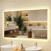 Image de CostwayMiroir LED pour Salle de Bain 120 x 70 cm Miroir Mural Rectangulaire avec Anti-buée Fonction Mémoire 3 Couleurs de Lumière Commande Tactile