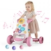 Image de CostwayTrotteur Montessori pour Bébés Jouet Éducatif pour Enfants avec Musique et Lumières Trieur de Formes Engrenages Rotatifs Rose
