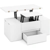 Image de CostwayTable Basse avec Plateau Relevable & 4 Tabourets de Rangement Meuble d’Appoint 3 en 1 pour Salon Compartiment Caché pour 4-8 Personnes Blanc
