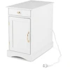 Image de CostwayTable de Chevet avec Prises Intégrées Table de Nuit avec Porte Placard à Étagere Réglable Tiroir & Port Type C 60 x 35 x 62 CM Blanc