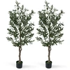 Image de CostwayLot de 2 Plantes Artificielles en Pot Hauteur 150CM Olivier Artificiel avec Fruits et Mousses R ©alistes Base Stable Tronc Robuste en PE