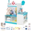 Image de CostwayCentre Médical en Bois avec Robinet Évier Moniteur ECG Diagramme Horloge Barre Hauteur Réglable & 27 Accessoires pour 3-6 Ans Bleu