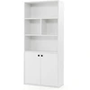 Image de CostwayÉtagère à 5 Niveaux avec Portes Doubles Bibliothèque de 155 cm de Haut avec Cubes Ouverts et Étagère Réglable Organiseur de Rangement Blanc