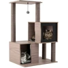 Image de CostwayArbre à Chat pour Chats d'Intérieur Tour à Chat en Bois Multi-niveaux avec Poteaux à Gratter en Sisal Condos Perchoir Jouet Suspendu Gris