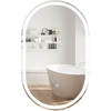 Image de CostwayMiroir Mural de Salle de Bain 90 x 50 CM Miroir Incassable Rétroéclairé avec 3 Couleur Réglables Fonction Anti-Buée Argent