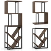 Image de CostwayBibliotheque à 6 Niveaux Etagere Rangement en Forme S avec 5 Compartiments Ouvertes Patins Antidérapants et Anti-Basculement Marron