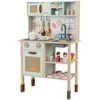Image de CostwayCuisine en Bois pour Enfants Cuisine Jouet pour Tout-petits avec Lumières et Sons Accessoires Four Évier et Cafetière pour 3+ Ans Vert