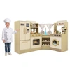 Image de CostwayCuisine Jouet Enfants Ensemble de Cuisine de Jeu d'Imitation avec Robinet Lave-Vaisselle Plaques de Cuisson pour 3+ Vert