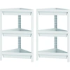 Image de CostwayLot de 2 Étagères d'Angle à 3 Niveaux Étagère Sur Pied pour Salle de Bain avec Design Amovible et Trous de Drainage Organisateur Blanc