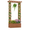 Image de CostwayJardinière avec Treillis Toit Suspendu en Bois avec Trou de Drainage Lit de Jardin Surélevé pour Plante Grimpante 66 x 32 x 152 cm Café