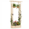 Image de CostwayJardinière avec 2 Treillis Latéraux Toit Suspendu en Bois d'Épicéa avec Trou de Drainage Lit de Jardin Surélevé 110 x 35 x 227 cm Naturel