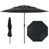 Image de CostwayParasol de Terrasse Ventilé à 3 Niveaux de 300cm Parasol de Table avec Inclinaison à Bouton-Poussoir Manivelle 8 Baleines Robustes Noir
