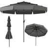Image de CostwayParasol de Terrasse 3 M Parasol de Marché Extérieur avec Dessus Ventilé à 3 Niveaux Inclinaison Réglable Manivelle Facile 8 Baleines Gris
