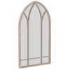 Image de CostwayMiroir Fenêtre de Ferme Grand Miroir Mural Arqué avec Cadre Métallique Miroir Décoratif Anti-Explosion Intérieur/Extérieur 83 x 48 cm Gris Rustique