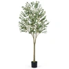 Image de CostwayOlivier Artificiel Plante d'Olivier Fausse de 180 CM de Hauteur avec Pot en Plastique 1296 Feuilles 72 Fruits Plantes Vert