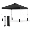 Image de CostwayTonnelle de Jardin 3x3 m Tente Pop-Up Montage Instantané Toit à Revêtement Argenté Gazebo Portable avec 4 Sacs de Sable Piquets Noir