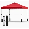 Image de CostwayTonnelle de Jardin 3x3 m Tente Pop-Up, Montage Instantan © Toit   Rev  tement Argent © Gazebo Portable avec 4 Sacs de Sable Rouge