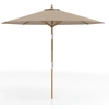 Image de CostwayParasol Rond de 280 cm Parasol de Table de Marché en Bambou avec Inclinaison à Bouton-Poussoir Sommet Ventilé 8 Baleines Kaki
