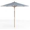 Image de CostwayParasol Rond de 280 cm Parasol de Table de Marché en Bambou avec Inclinaison à Bouton-Poussoir Sommet Ventilé 8 Baleines Rayures Bleu+Blanc