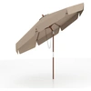 Image de CostwayParasol de Patio Festonné 300 CM Parasol Extérieur avec Inclinaison par Bouton-poussoir Poteau en Bois Dessus Ventilé 8 Baleines Kaki