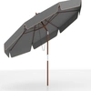Image de CostwayParasol de Patio Festonné 300 CM Parasol Extérieur avec Inclinaison par Bouton-poussoir Poteau en Bois Dessus Ventilé 8 Baleines Gris