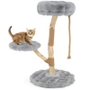 Image de CostwayArbre à Chat Tour en Bois pour Chat avec Perchoir Centre d'Activité en Bois Massif pour Chat avec Poteaux à Gratter en Jute Naturel Gris
