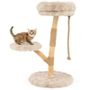Image de CostwayArbre à Chat Tour en Bois pour Chat avec Perchoir Centre d'Activité en Bois Massif pour Chat avec Poteaux à Gratter en Jute Naturel Beige