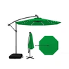 Image de CostwayParasol Déporté 3x3M Parasol de Jardin 40 LED Solaire avec 2 Sacs de Sable Protection UV Socle en Croix Inclinable Manivelle Vert