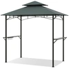 Image de Costway240 x 151 cm Tonnelle pour Barbecue Abri à Double Toit pour Grill avec 2 Étagères 7 Crochets Structure Métallique Abri Barbecue Gris