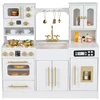 Image de CostwayCuisine de Jeu en Bois pour Enfants Jouet de Cuisine avec Lumières et Sons Cuisinières Évier Robinet Four Machine à Glace pour 3+ Blanc
