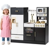 Image de CostwayCuisine de Jeu pour Enfants Cuisine en Bois avec Lumières et Sons Réalistes Cuisinières Évier Robinet Four Machine à Glaçons pour 3+ Ans