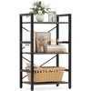 Image de CostwayBibliotheque à 3 Niveaux Etagere Rangement sur Pied en Métal avec 3 Étagères Ouvertes Patins Antidérapants&Réglables Gris