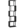 Image de CostwayBibliothèque à 5 Niveaux Meuble de Rangement Ouvert Géométrique en Forme de S avec Cadre Métallique Robuste 38 x 23 x 147 cm Noir