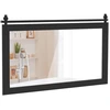 Image de Costway100 X 66 CM Miroir Murale de Ferme Style Porte de Grange Rectangulaire Miroir Murale avec Cadre en Bois Massif & Support en Métal Noir