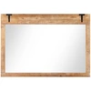 Image de CostwayMiroir Mural Style Ferme 100 x 70 CM Miroir Rustique Rectangulaire Décoratif avec Cadre en Bois Suspension Verticale ou Horizontale Naturel