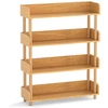 Image de CostwayEtagere Rangement 4 Niveaux Bibliotheque en Bois de Pin avec Étagères Ouvertes&3 Garde-Corps Surélevés Charge 80 kg 80x24x102 cm Naturel