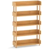 Image de CostwayEtagere Rangement 5 Niveaux Bibliotheque en Bois de Pin avec Étagères Ouvertes&3 Garde-Corps Surélevés Charge 100 kg 80x24x130,5 cm Naturel