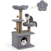 Image de CostwayArbre à Chat Tour pour Chat 96CM avec Perchoir Rembourré en Forme de Fleur Condo Douillet et Lit pour Chat Balles Suspendues Gris