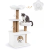 Image de CostwayArbre à Chat Tour pour Chat 96CM avec Perchoir Rembourré en Forme de Fleur Condo Douillet et Lit pour Chat Balles Suspendues Beige